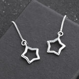 925 Silver Hollow Stars Earrings Unique