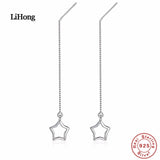 925 Silver Hollow Stars Earrings Unique
