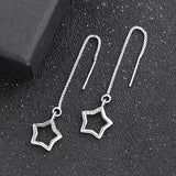 925 Silver Hollow Stars Earrings Unique