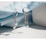 925 Silver Stars Tassel Long Drop Earrings for Women