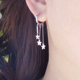 925 Silver Stars Tassel Long Drop Earrings for Women