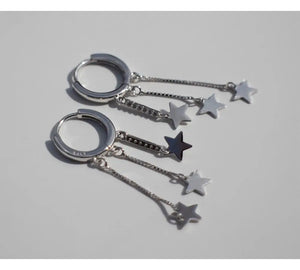 925 Silver Stars Tassel Long Drop Earrings for Women