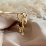 925 Silver Stars Tassel Long Drop Earrings for Women