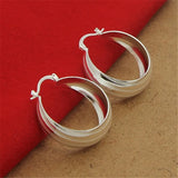 925 Silver Striped Car Flower Earrings 3.5CM Women Wedding Jewelry