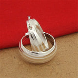 925 Silver Striped Car Flower Earrings 3.5CM Women Wedding Jewelry