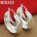 925 Silver Striped Car Flower Earrings 3.5cm Wedding Jewelry