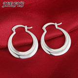 925 Silver Hoop Earrings Women Crescent Engagement Jewelry
