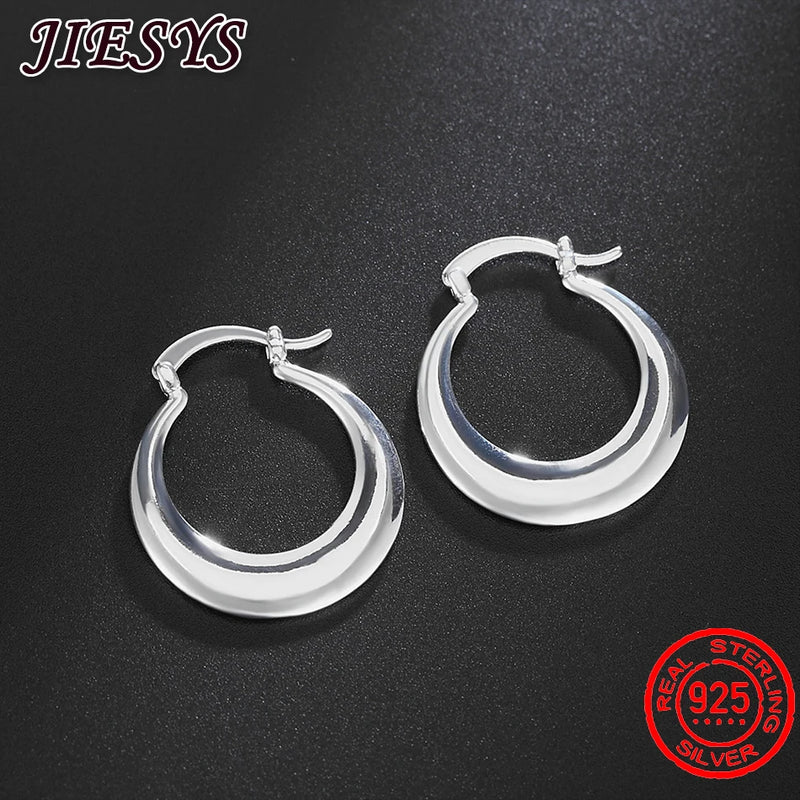 925 Silver Hoop Earrings Women Crescent Engagement Jewelry