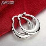 925 Silver Hoop Earrings Women Crescent Engagement Jewelry