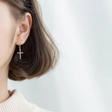 925 Silver Zircon Cross Earrings for Women