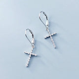 925 Silver Zircon Cross Earrings for Women