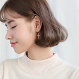 925 Silver Zircon Cross Earrings for Women