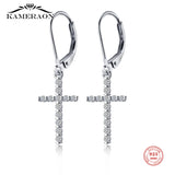 925 Silver Zircon Cross Earrings for Women