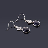925 Silver Sandstone Oval Drop Earrings Vintage Jewelry