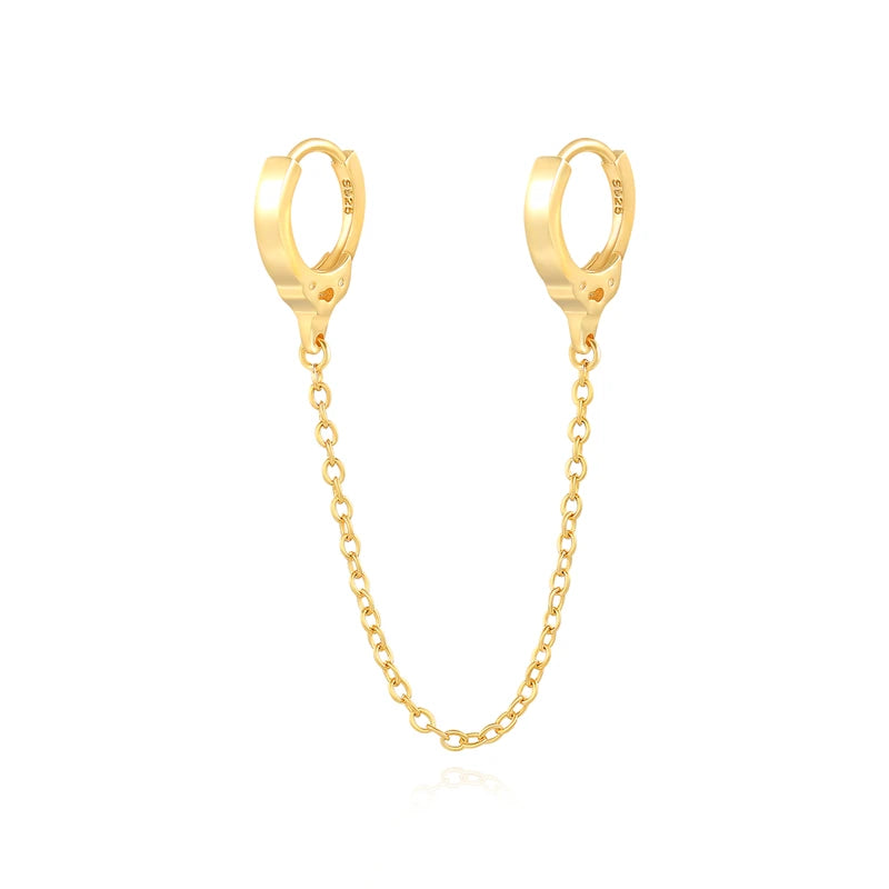 925 Silver Chain Earrings for Women Gothic Jewelry