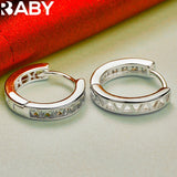 925 Silver Zircon Circle Hoop Earrings Wedding Party Jewelry Gift