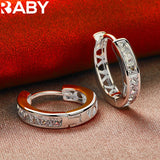 925 Silver Zircon Circle Hoop Earrings Wedding Party Jewelry Gift