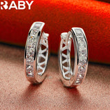 925 Silver Zircon Circle Hoop Earrings Wedding Party Jewelry Gift