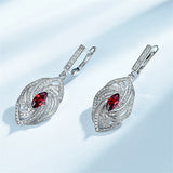 925 Silver Garnet Zircon Marquise Earrings Delicate Twist