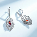 925 Silver Garnet Zircon Marquise Earrings Delicate Twist