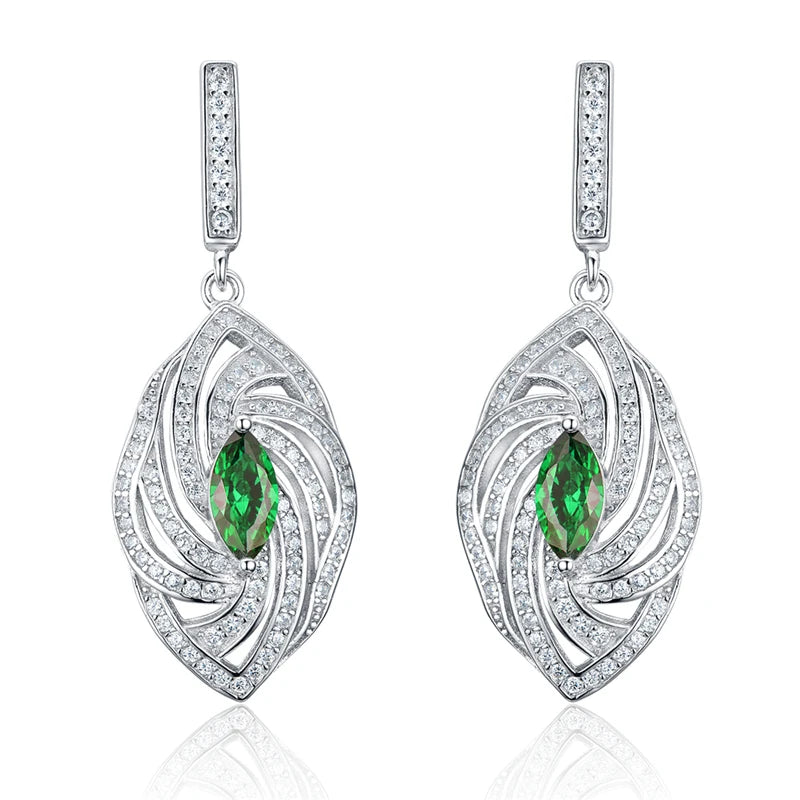 925 Silver Garnet Zircon Marquise Earrings Delicate Twist