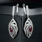 925 Silver Garnet Zircon Marquise Earrings Delicate Twist
