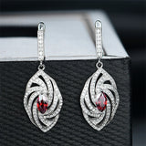 925 Silver Garnet Zircon Marquise Earrings Delicate Twist