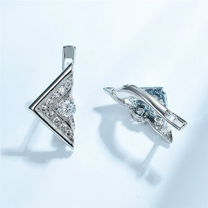 925 Silver Geometric Triangle Zircon Clip Earrings