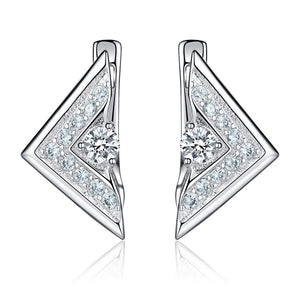 925 Silver Geometric Triangle Zircon Clip Earrings