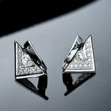 925 Silver Geometric Triangle Zircon Clip Earrings