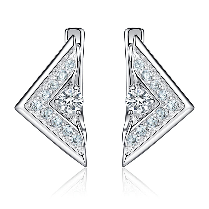 925 Silver Geometric Triangle Zircon Clip Earrings