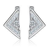 925 Silver Geometric Triangle Zircon Clip Earrings