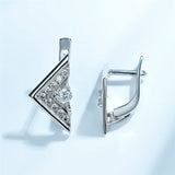 925 Silver Geometric Triangle Zircon Clip Earrings