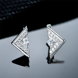 925 Silver Geometric Triangle Zircon Clip Earrings