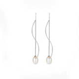925 Silver Earrings Women Oval Freshwater Cultured Pearl Drop Jewelry