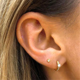 925 Silver Hoop Earrings Zircon Star Eye A30