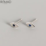 925 Sterling Silver Letter Zircon Evil Eye Ear Bone Earrings