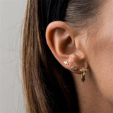 925 Sterling Silver Letter Zircon Evil Eye Ear Bone Earrings