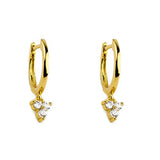 925 Sterling Silver Letter Zircon Evil Eye Ear Bone Earrings