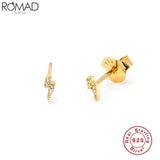 925 Sterling Silver Letter Zircon Evil Eye Ear Bone Earrings