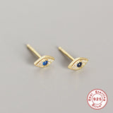 925 Sterling Silver Letter Zircon Evil Eye Ear Bone Earrings