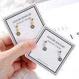 925 Silver Evil Eye Earrings Micro-inlaid CZ Zirconia S-e571