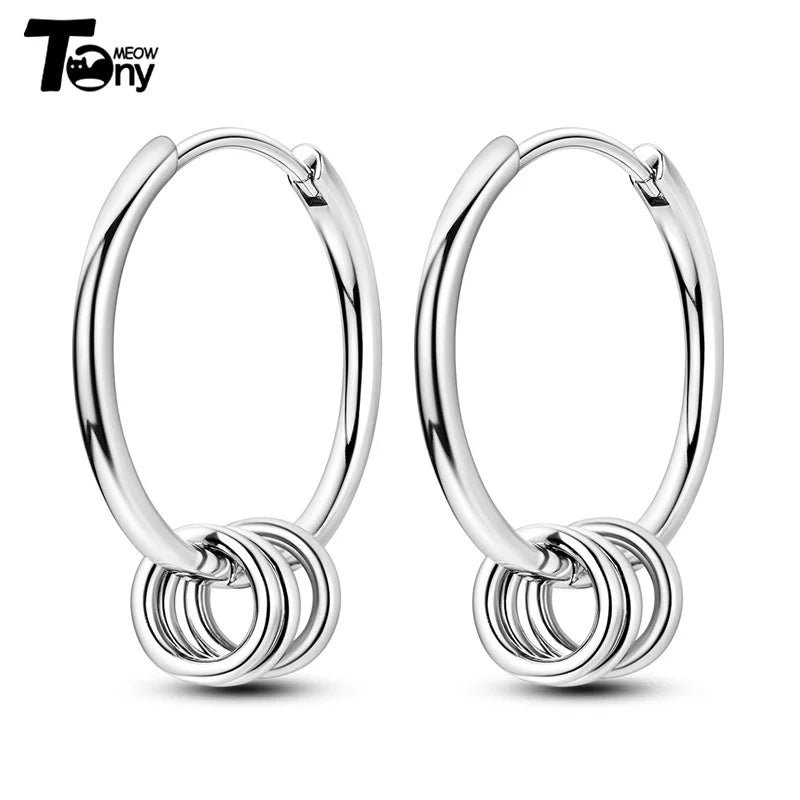 925 Silver Double Hoop Heart Shape Earrings