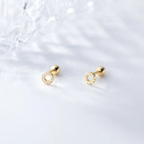 925 Silver Stud Earrings Small Circle Round Ball Screw