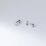 925 Silver Stud Earrings Small Circle Round Ball Screw