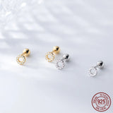 925 Silver Stud Earrings Small Circle Round Ball Screw