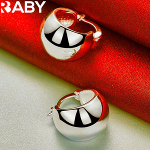925 Silver Smooth Semicircle Hoop Earrings for Women