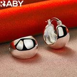925 Silver Smooth Semicircle Hoop Earrings for Women