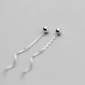 925 Silver Earrings Stud Ball Wave Chain Woman Drop Chain Earring