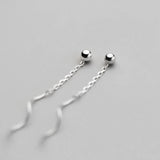 925 Silver Earrings Stud Ball Wave Chain Woman Drop Chain Earring